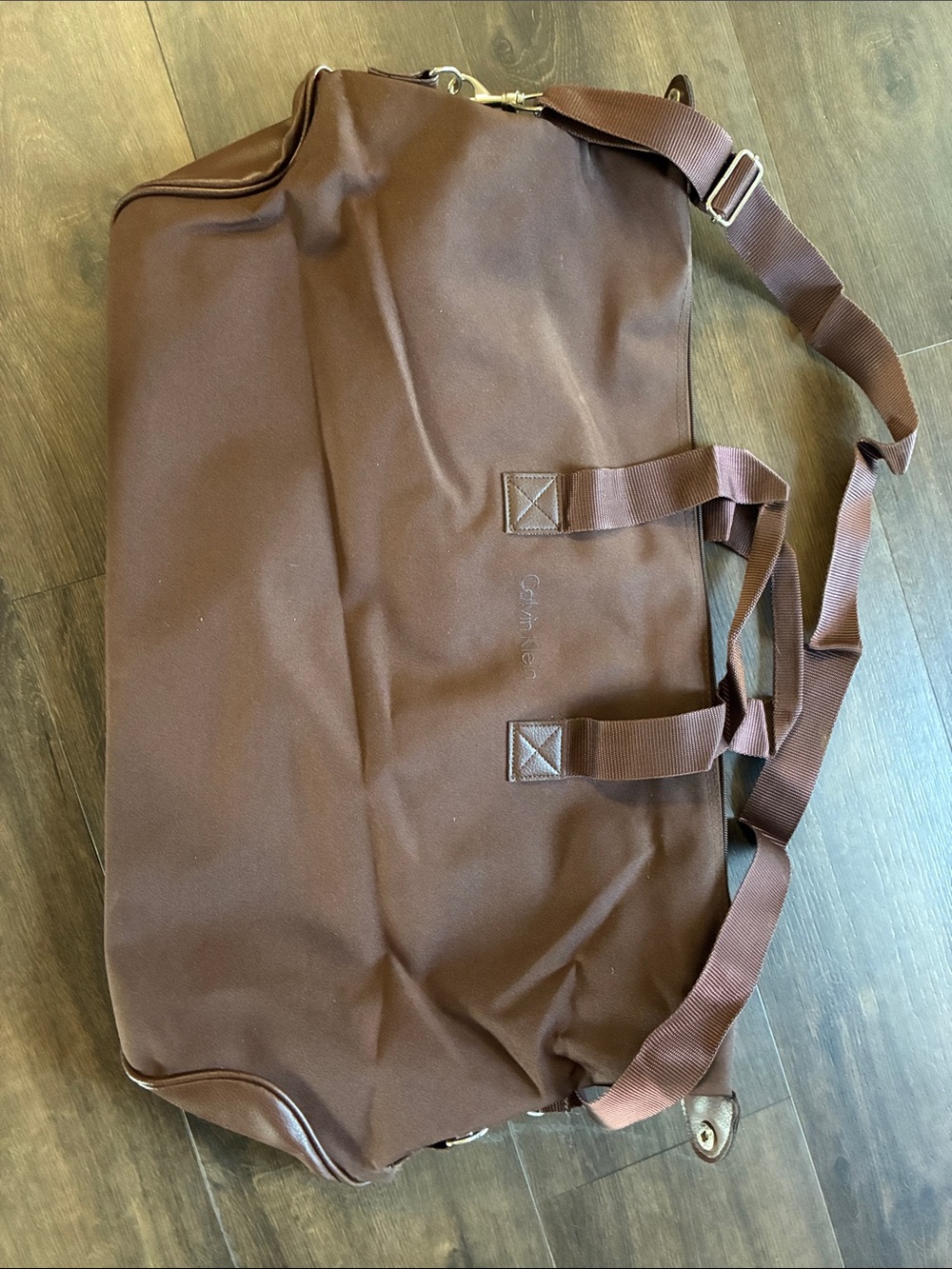 Calvin Klein Dark Brown XL Duffel Bag with Shoulder Strap
